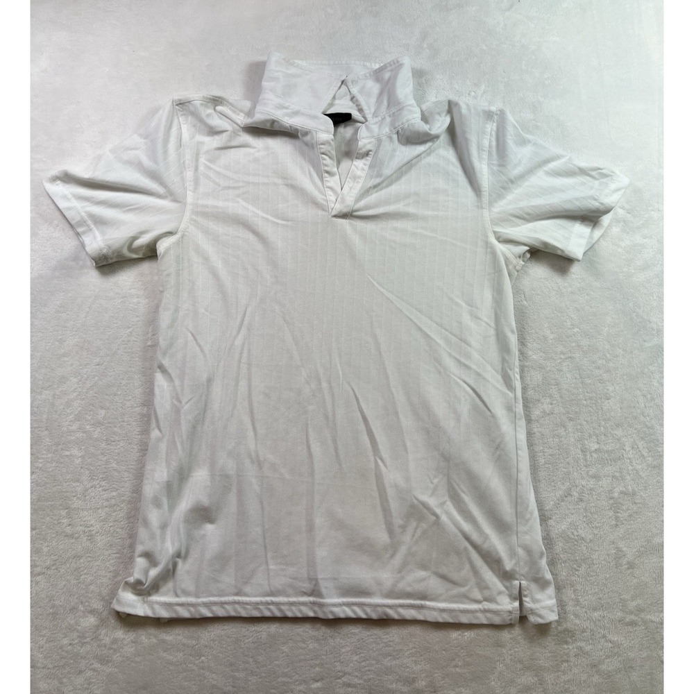 Express Mens White Collared V Neck Shirt Small Casual Short Sleeve Polo